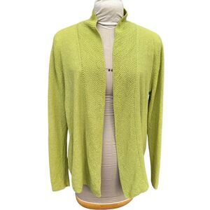 Eileen Fisher Open Front Cardigan Sz. L Italian Yarn Textured Knit